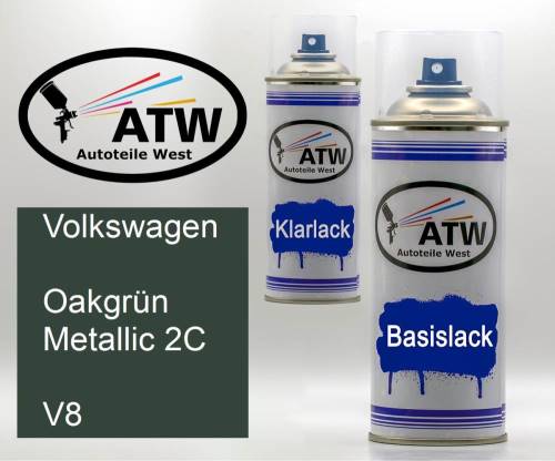 Volkswagen, Oakgrün Metallic 2C, V8: 400ml Sprühdose + 400ml Klarlack - Set, von ATW Autoteile West.